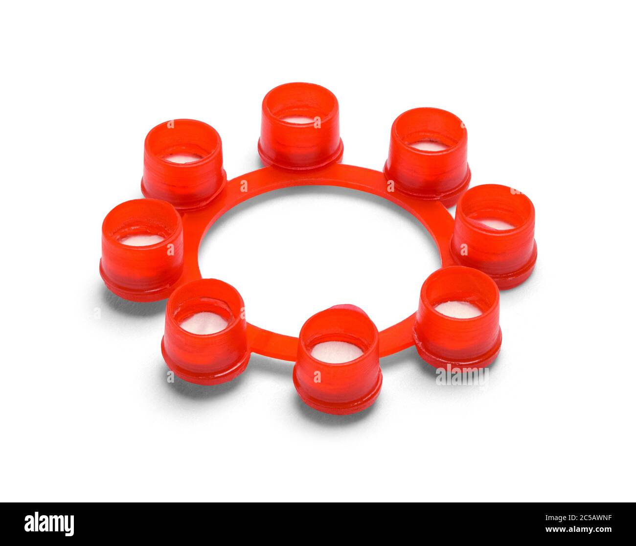 Roter Cap Ring für Spielzeugpistole isoliert auf Weiß. Stockfoto