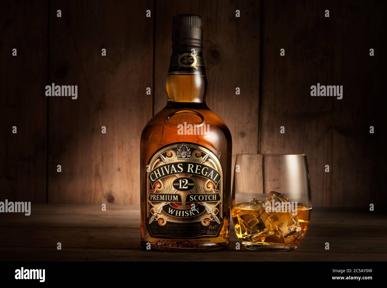 Chivas Regal Whiskey, 12 Jahre Scotch Whiskey. Stockfoto