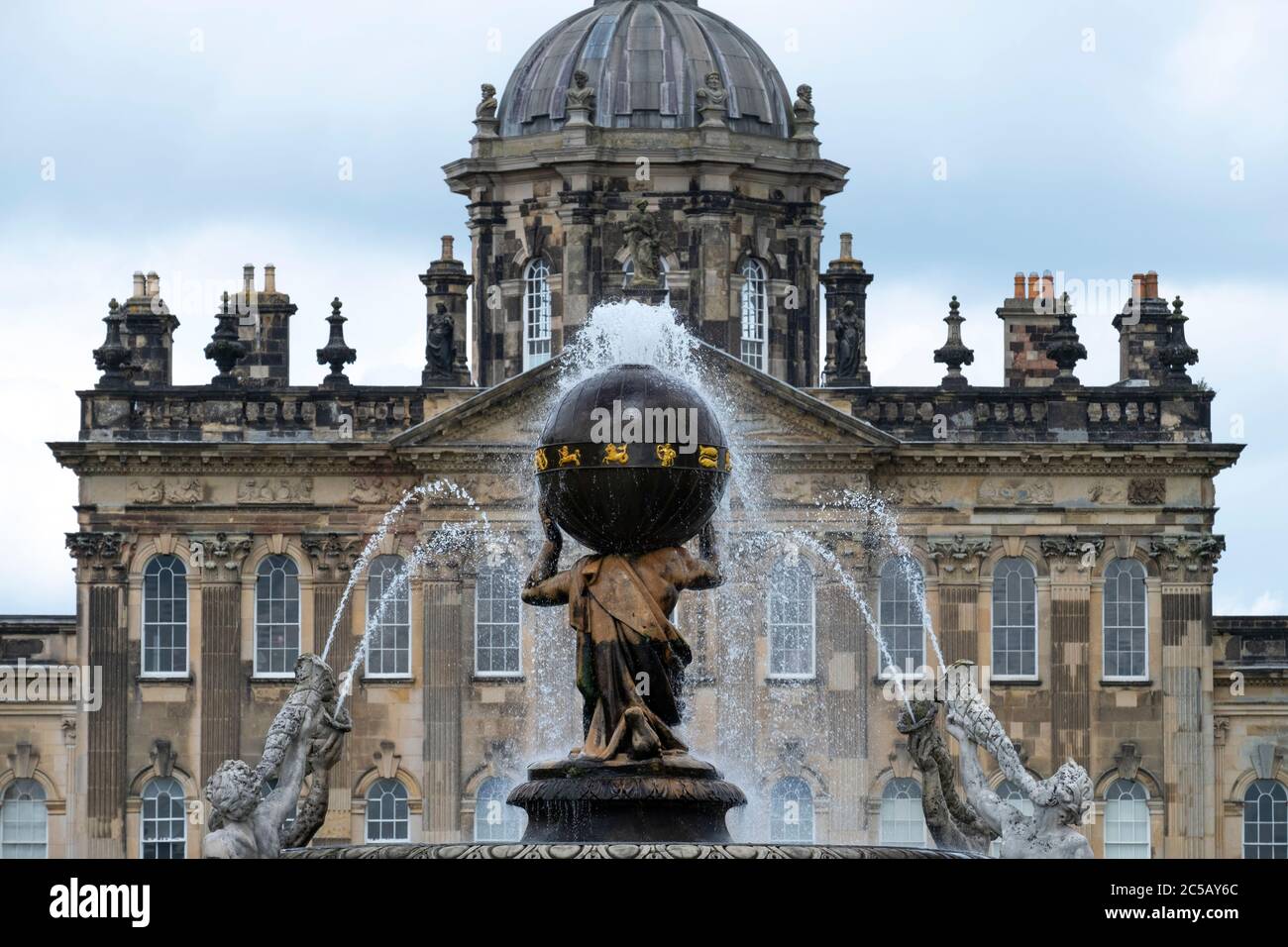 Castle Howard, Atlas Fountain in North Yorkshire Stockfoto