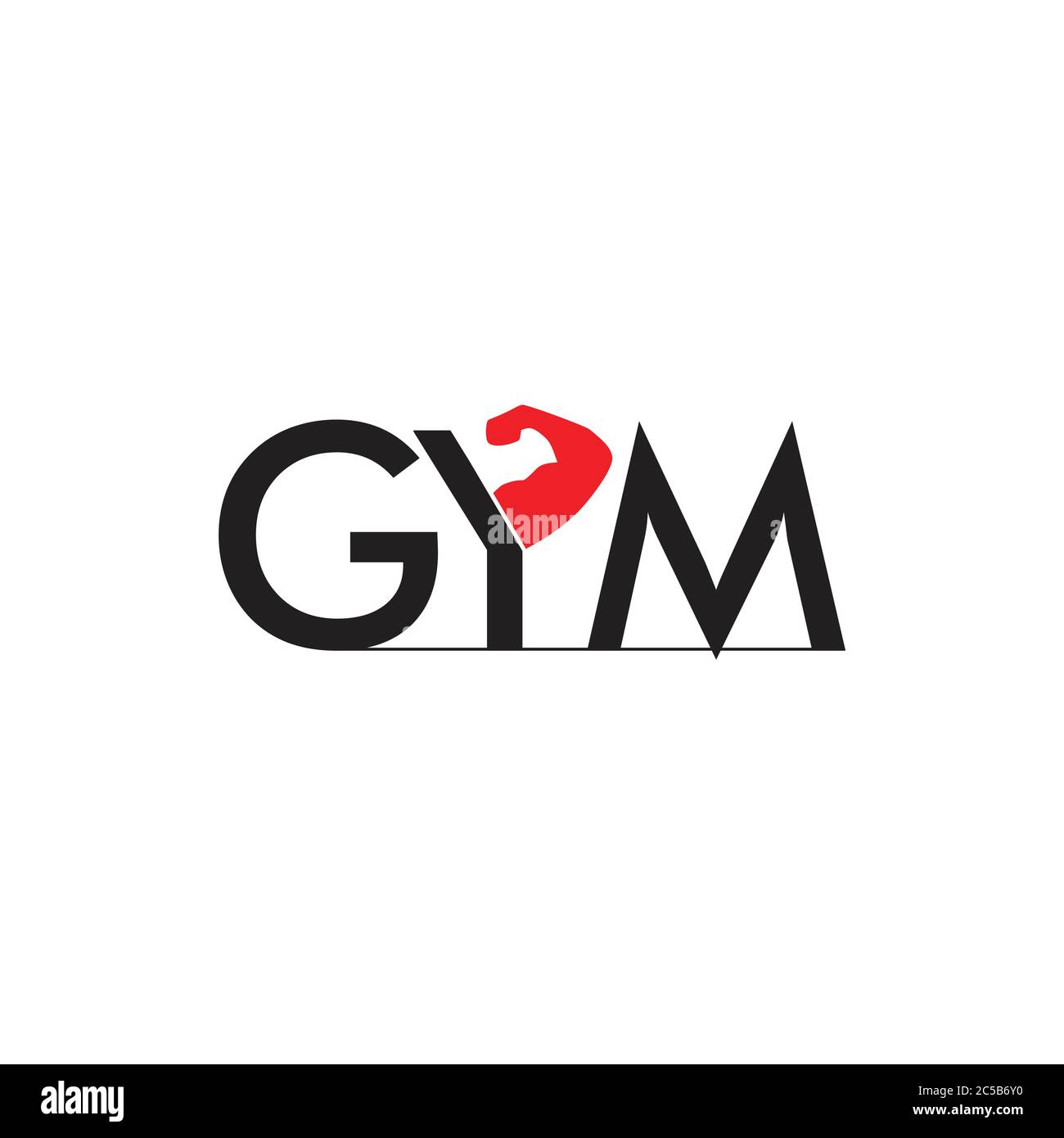 Text Gym starken Arm Symbol Logo Vektor Stock Vektor