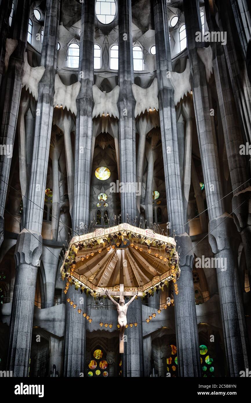 La Sagrada Familia - die beeindruckende Kathedrale von Gaudi, Barcelona, Spanien Stockfoto