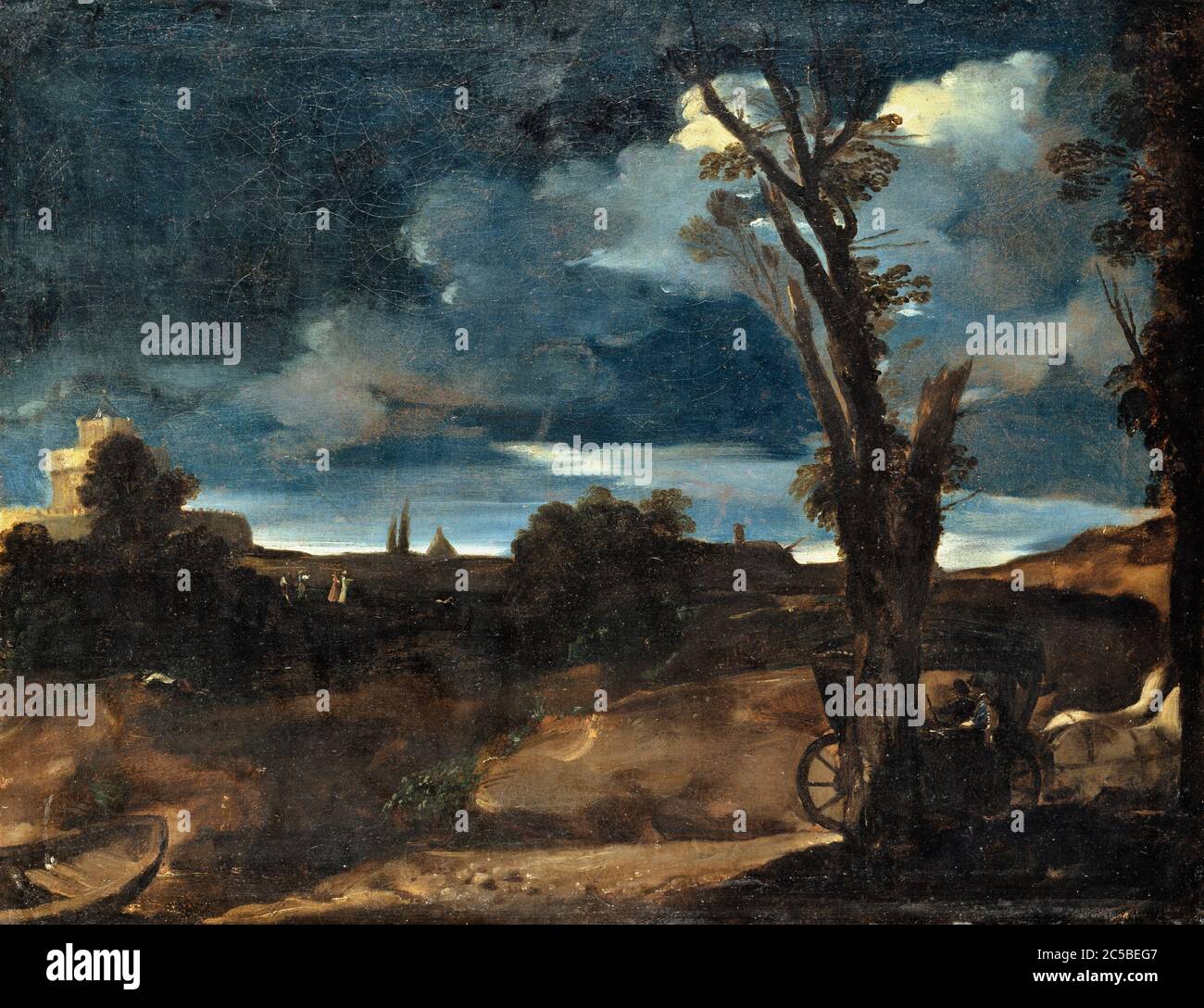 Mondlicht Landschaft - Giovanni Francesco Barbieri Guercino Stockfoto