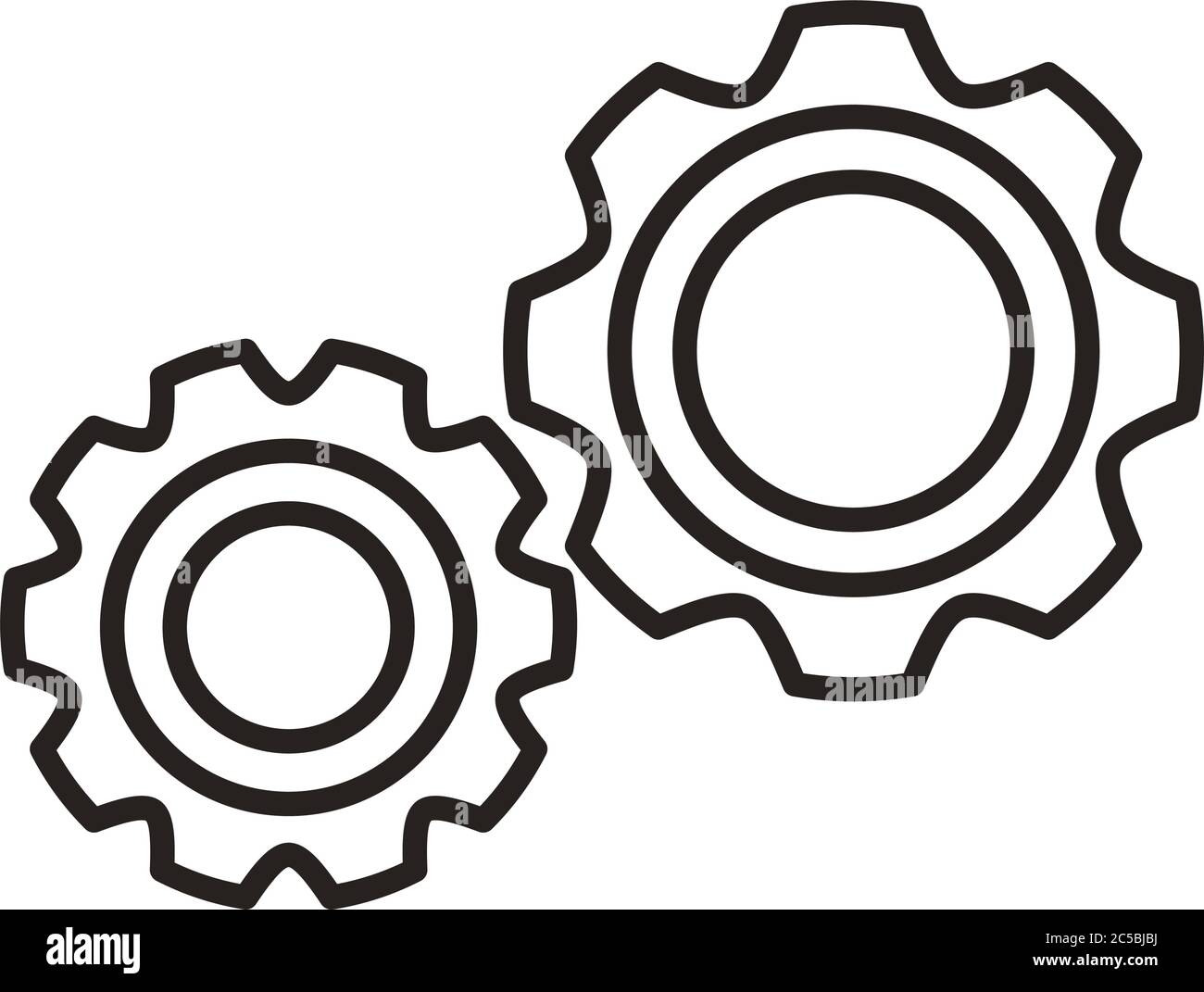 Zahnräder Maschine Linie Stil Symbol Vektor Illustration Design Stock Vektor