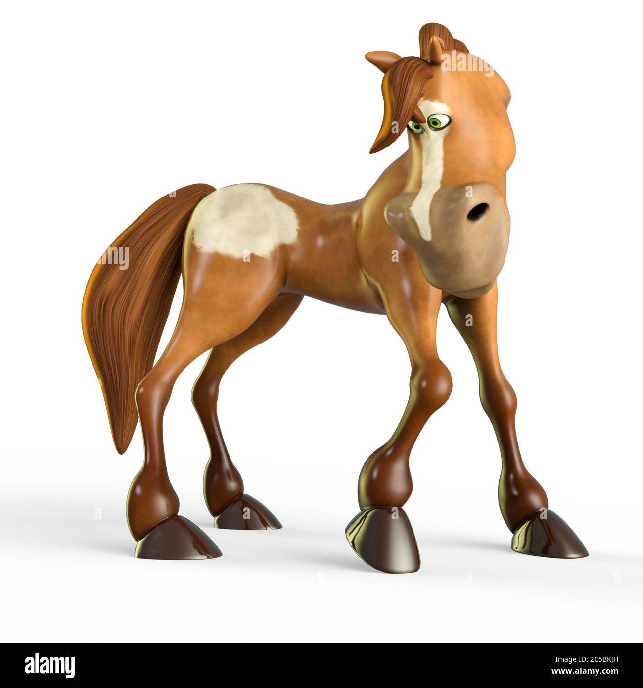 Pferd Cartoon ist unten weißen Hintergrund, 3d-Illustration Stockfoto