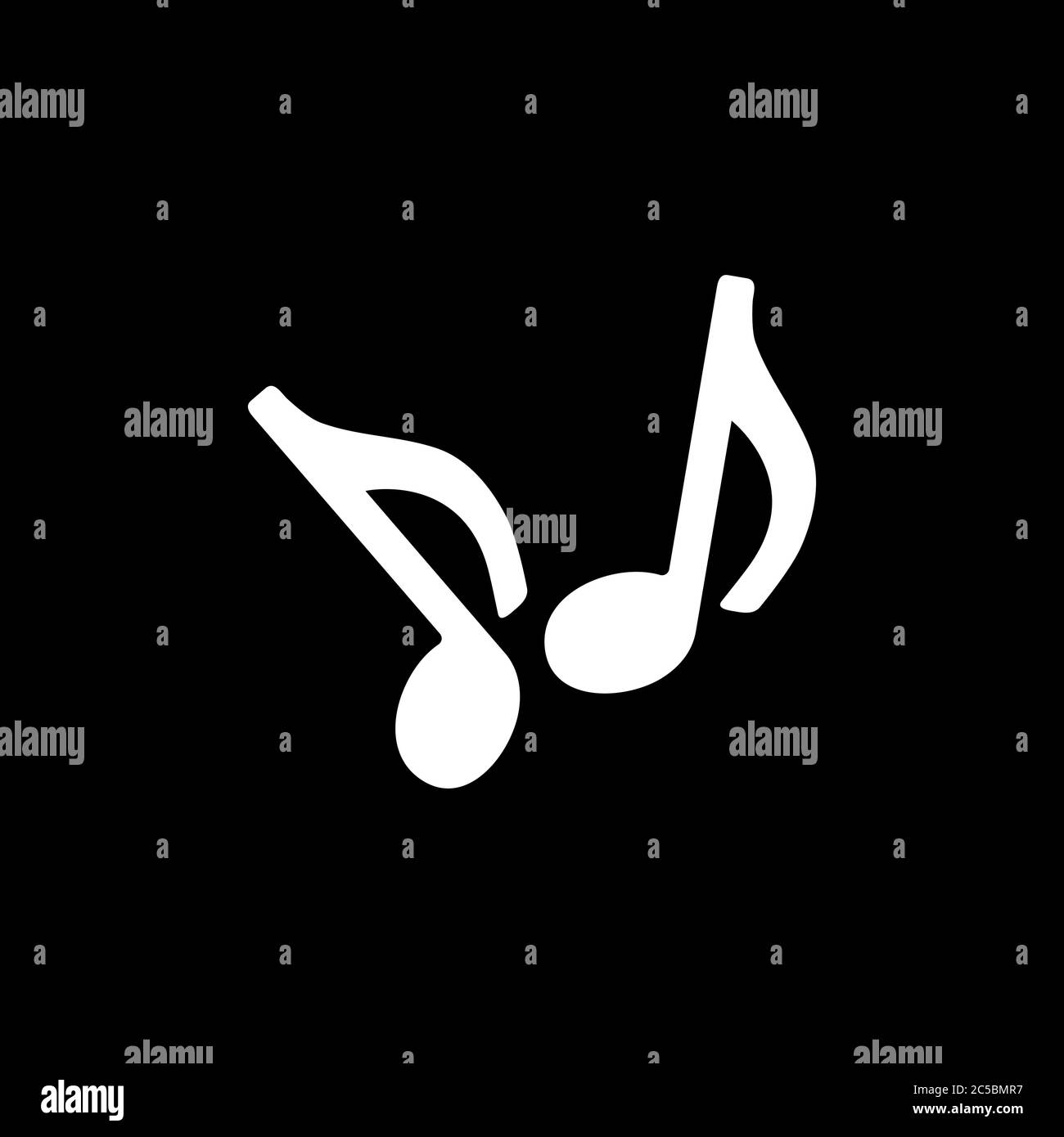 Symbol Musiknote auf schwarzem Hintergrund. Schwarz Stil Vector Illustration. Stock Vektor