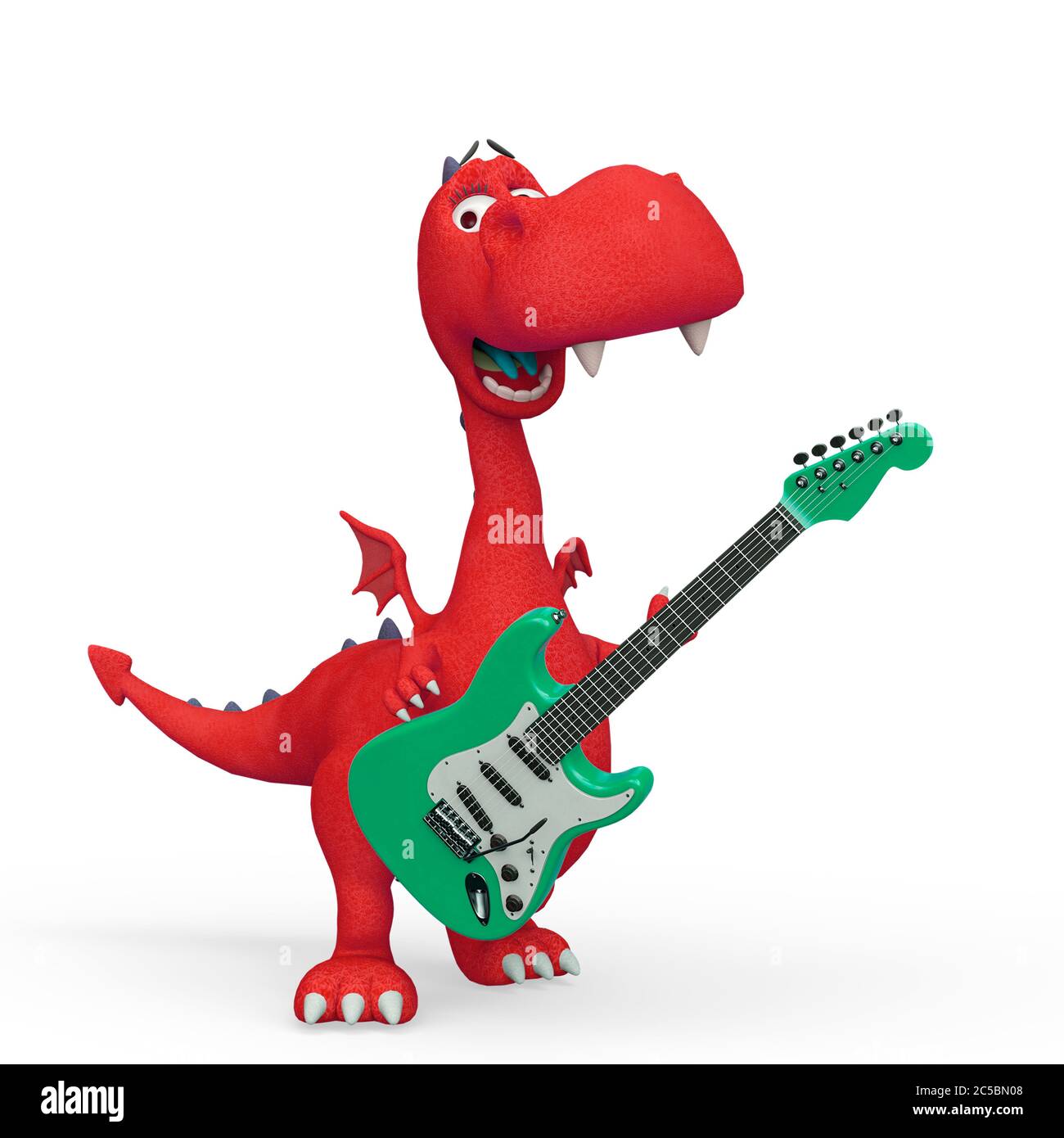 Baby Drachen Cartoon spielt Gitarre in einem weißen Hintergrund,  3d-Illustration Stockfotografie - Alamy