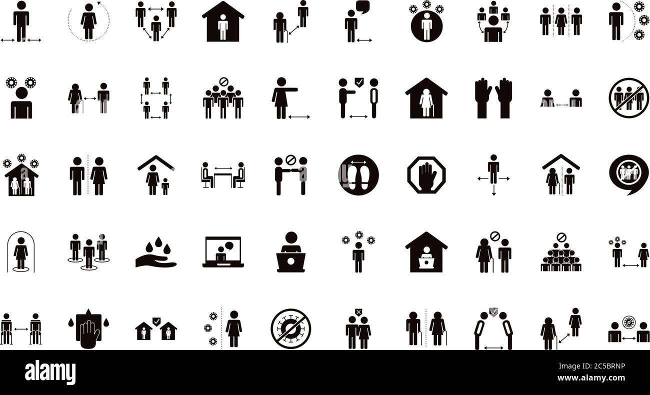 Bündel von Abstand sozialen Set Symbole Vektor Illustration Design Stock Vektor
