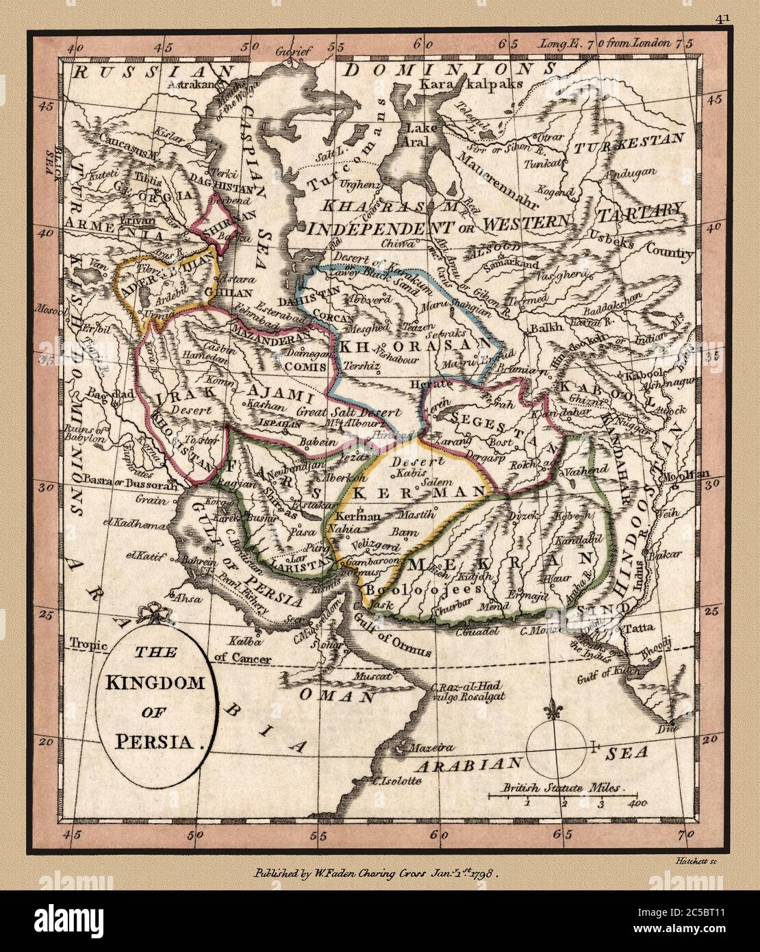 'Kingdom of Persia' Karte zeigt politische Grenzen und wichtige Wahrzeichen. Dies ist eine wunderschön detaillierte historische Kartendarstellung. Original aus einem britischen Atlas, der von dem berühmten Kartographen William Faden herausgegeben wurde, wurde um 1798 erstellt. Stockfoto 'Kingdom of Persia' Karte zeigt politische Grenzen und wichtige Wahrzeichen. Dies ist eine wunderschön detaillierte historische Kartendarstellung. Original aus einem britischen Atlas, der von dem berühmten Kartographen William Faden herausgegeben wurde, wurde um 1798 erstellt. Stockfoto