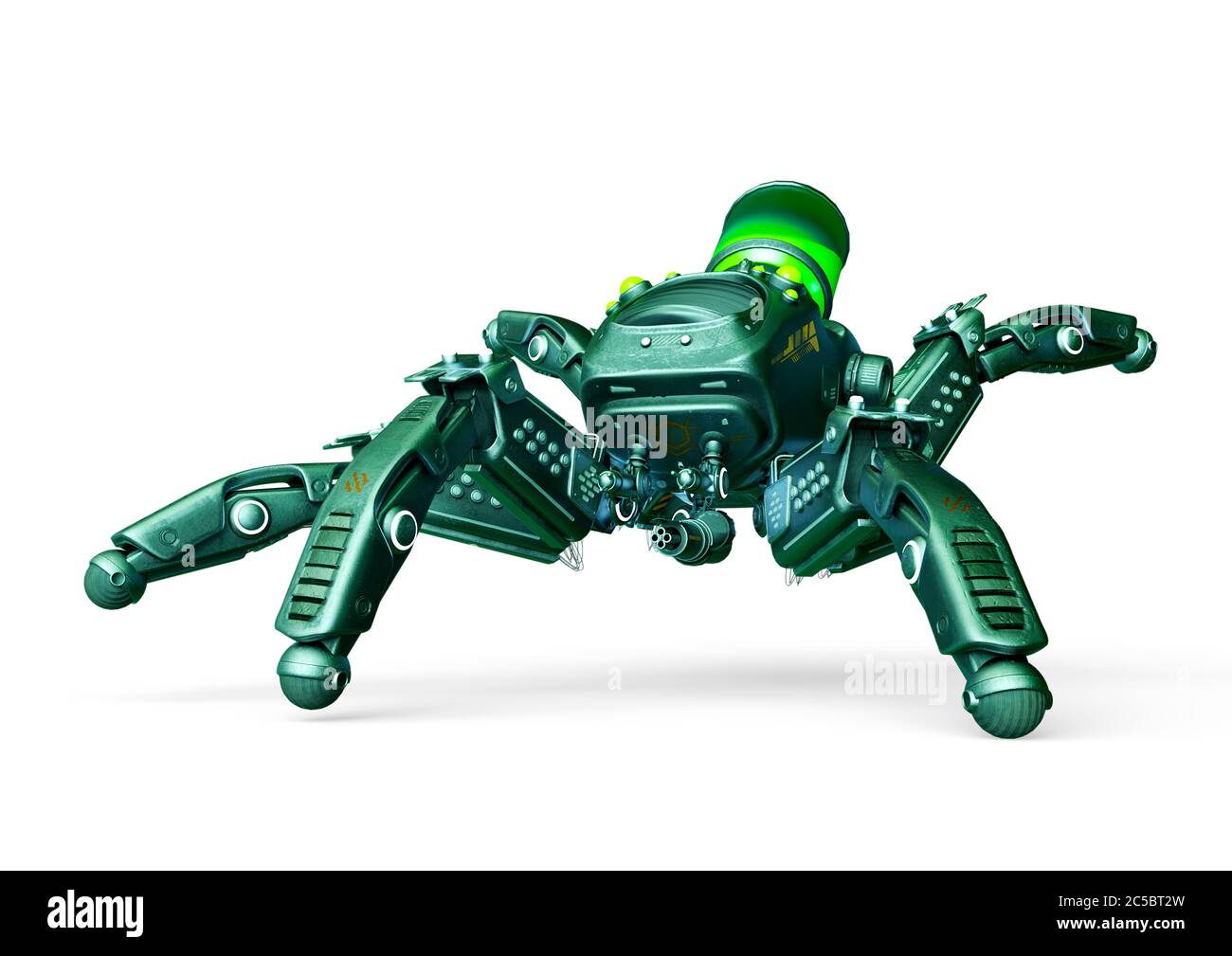 spinne mech im weißen Hintergrund zu Fuß, 3d-Illustration Stockfoto