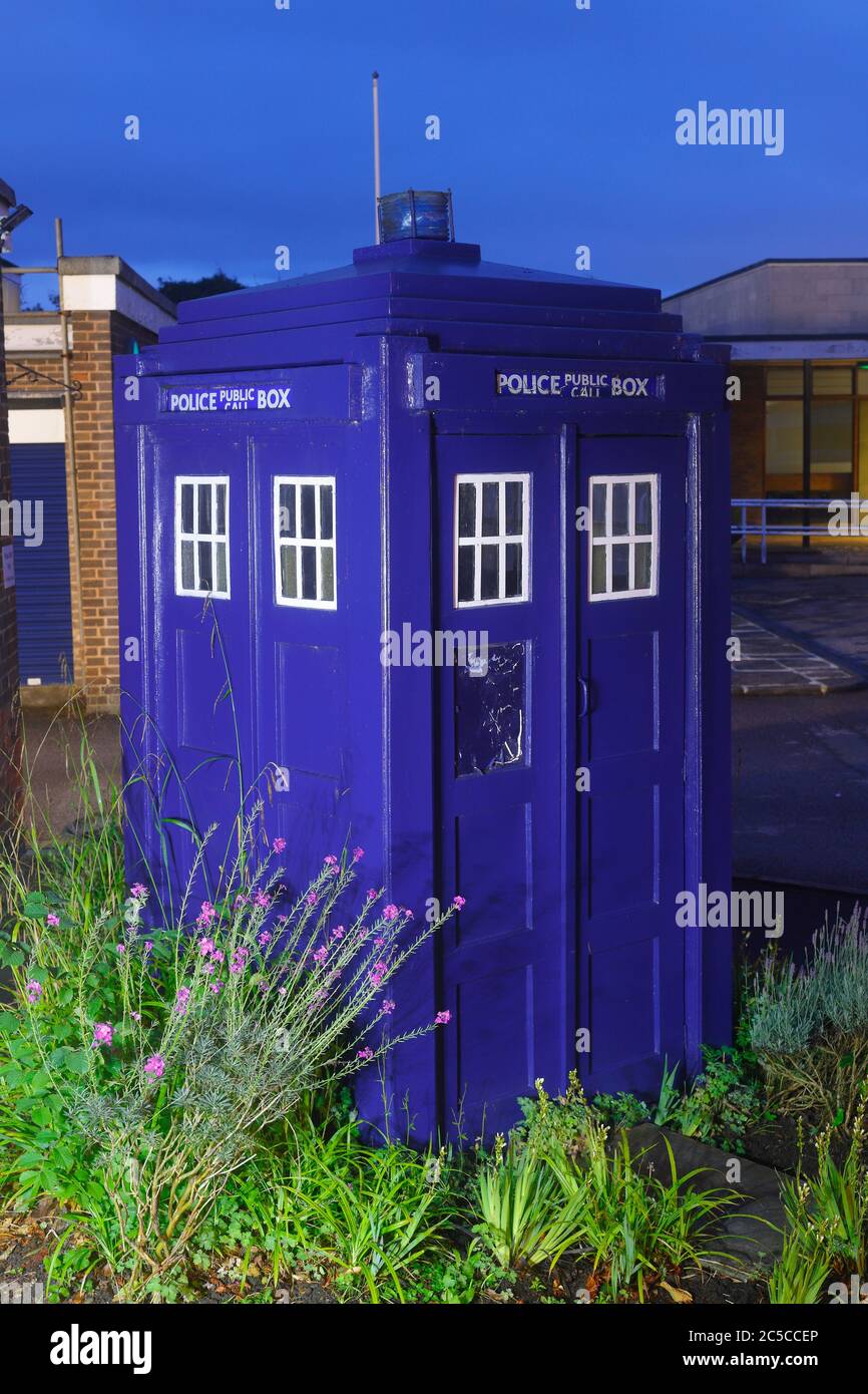 Eine alte fahioned Polizei-Call-Box in einem erhaltenen Zustand in Wetherby Polizeistation in West Yorkshire Stockfoto