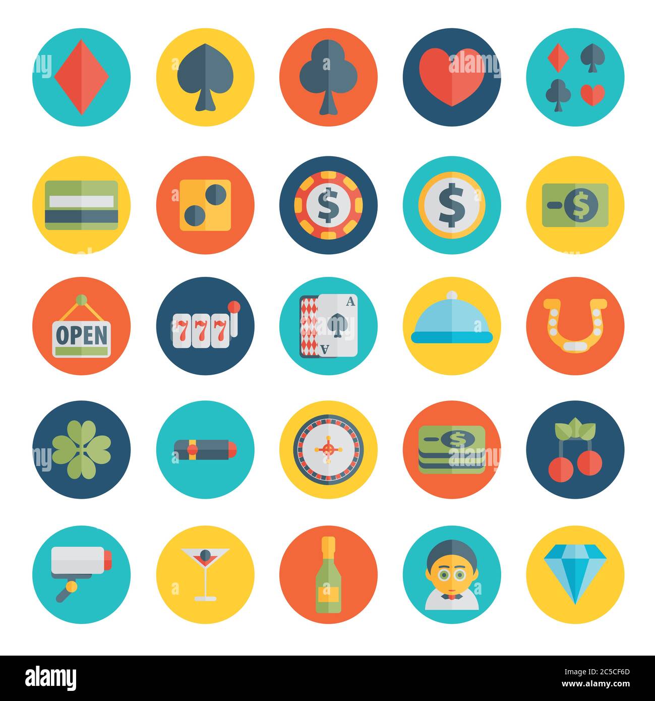 Set von Casino-Icons in flachem Design Stock Vektor