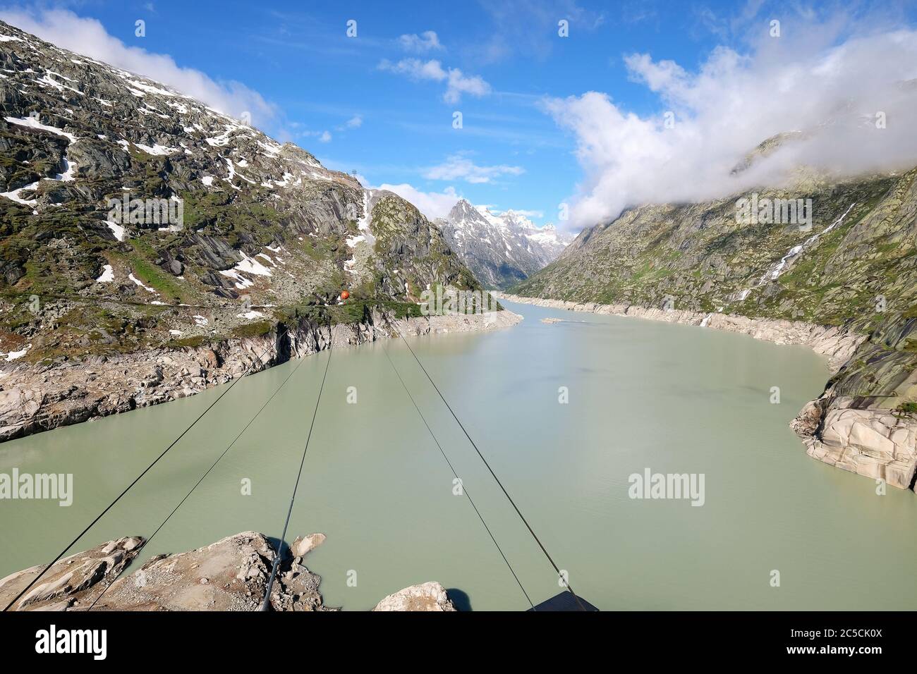 Der Grimselsee am Grimselpass, ein Stausee am Kopfende der Aare im Kanton Bern. Stockfoto