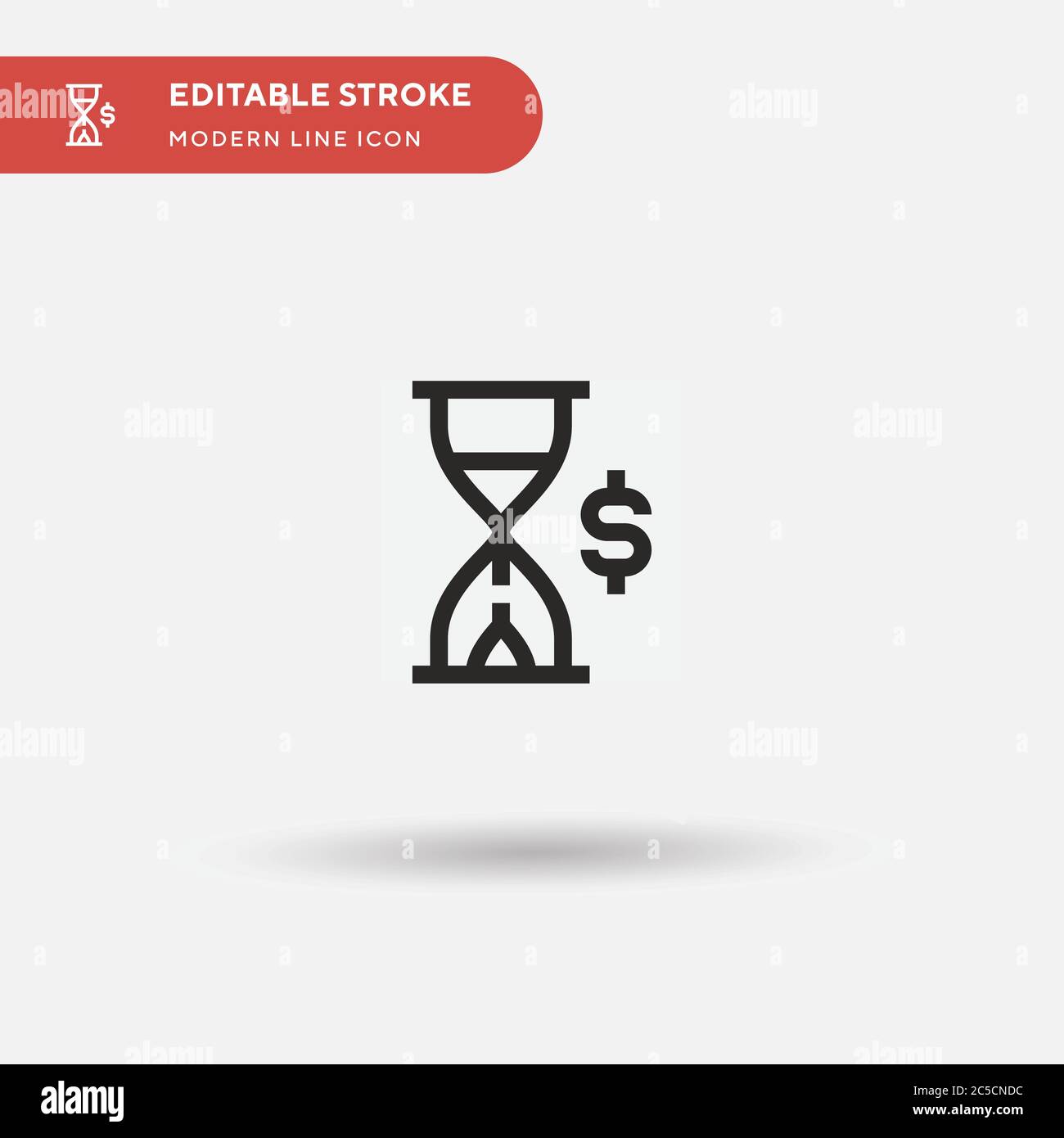Zeit ist Geld einfaches Vektor-Symbol. Illustration Symbol Design Vorlage für Web mobile UI Element. Perfekte Farbe modernes Piktogramm auf bearbeitbaren Strich. Zeit ist Geld Symbole für Ihr Geschäftsprojekt Stock Vektor