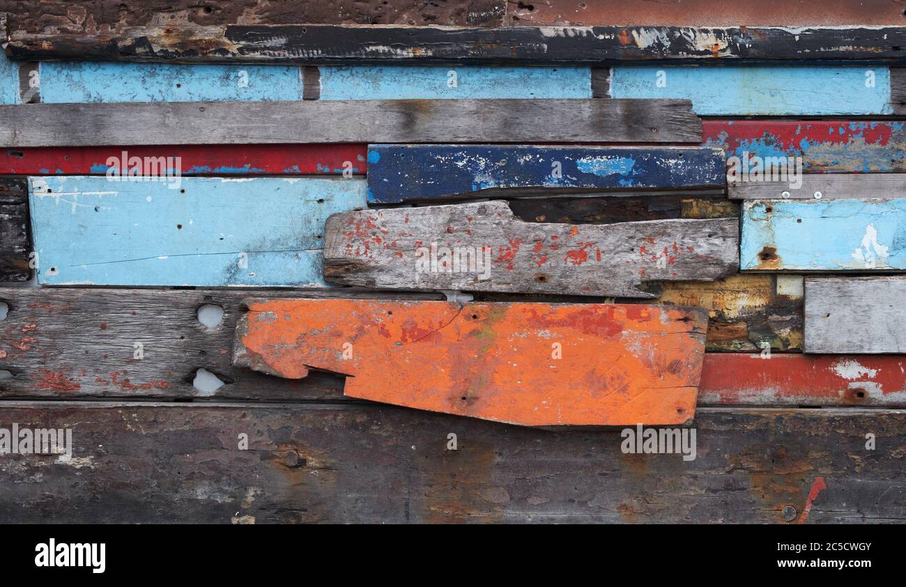 Farbe gemalt alten Holz Plank Hintergrund. Verwitterte Holzstruktur Stockfoto