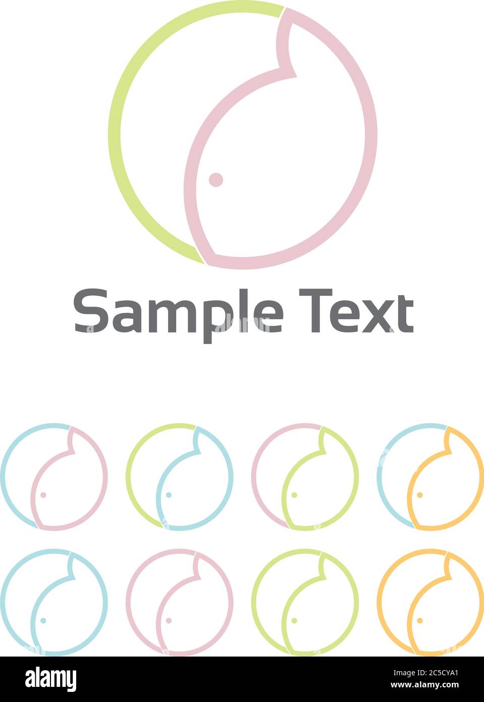 Symbol für Schwangerschaft und Gynäkologie. Vektor-Logo-Vorlage mit Farbvariationen Stock Vektor