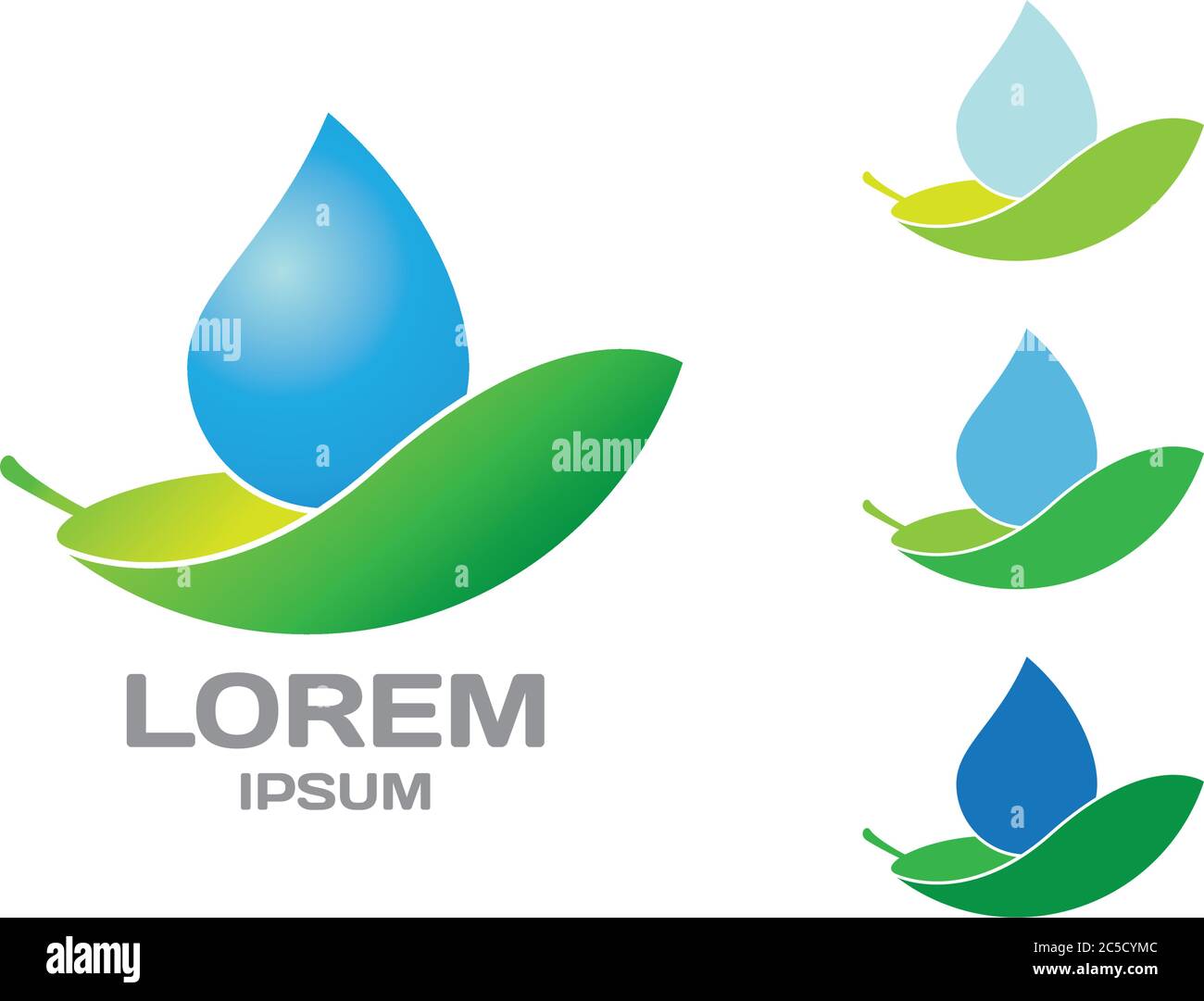 Logo-Vorlage für Blatt- und Wassertropfen Stock Vektor