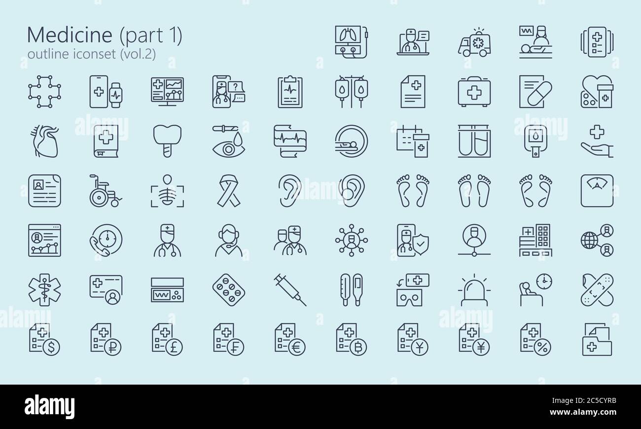Medizinische Symbole für Web, mobile App, Präsentation und andere. Wurde mit Rastern für Pixel Perfect erstellt. Stock Vektor