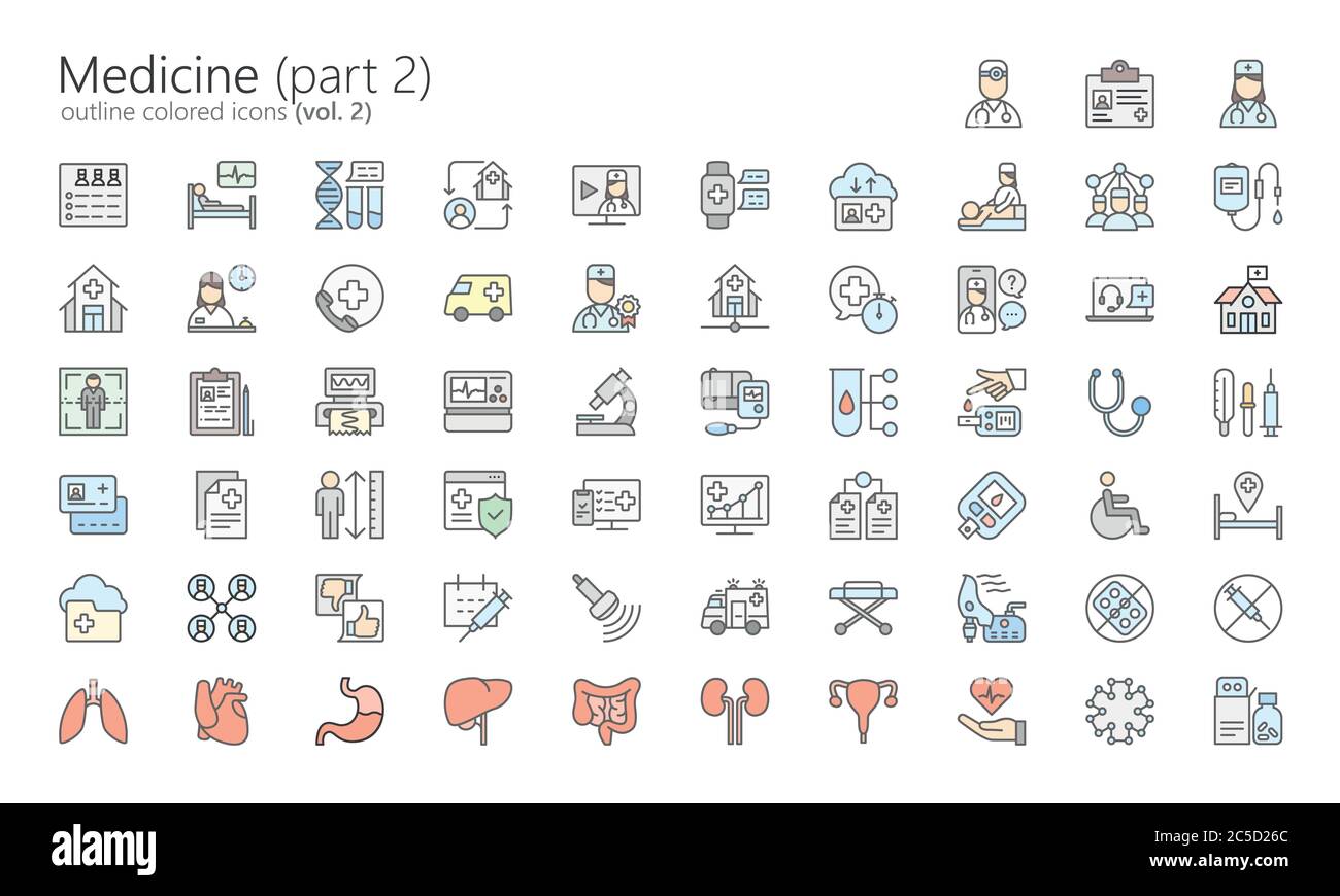 Medizinische Symbole für Web, mobile App, Präsentation und andere. Wurde mit Rastern für Pixel Perfect erstellt. Stock Vektor