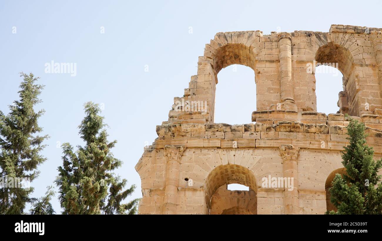 Das antike Amphitheater von El Jem in Tunesien, Nordafrika. Stockfoto