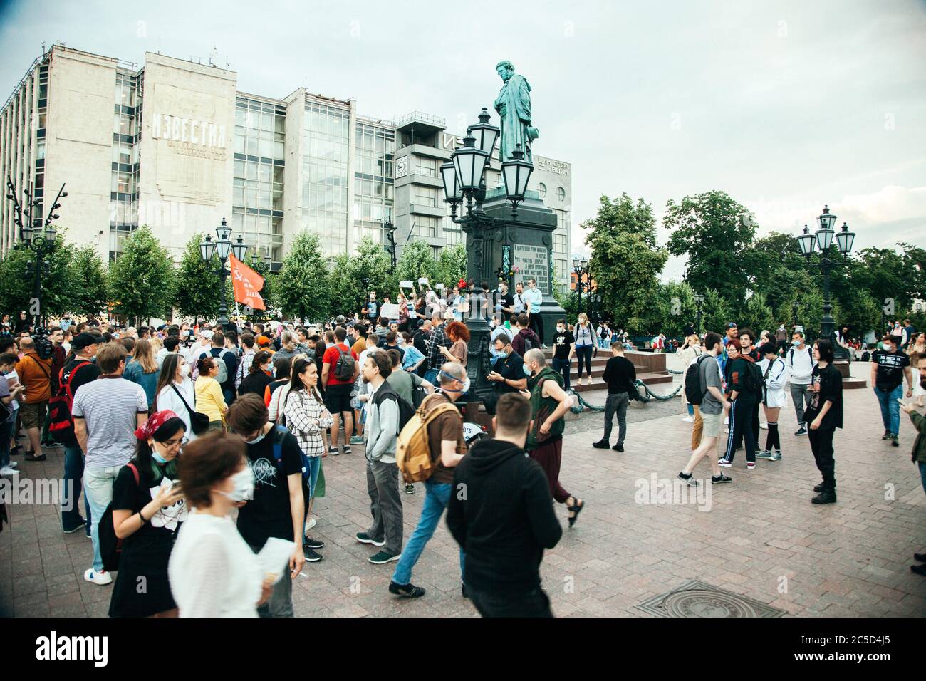 Moskau-Stadt, Russland - 1. Juli 2020: Protest gegen Verfassungsänderung in der Innenstadt von Moskau. Die Menschen protestieren gegen das Putins-Regime Stockfoto