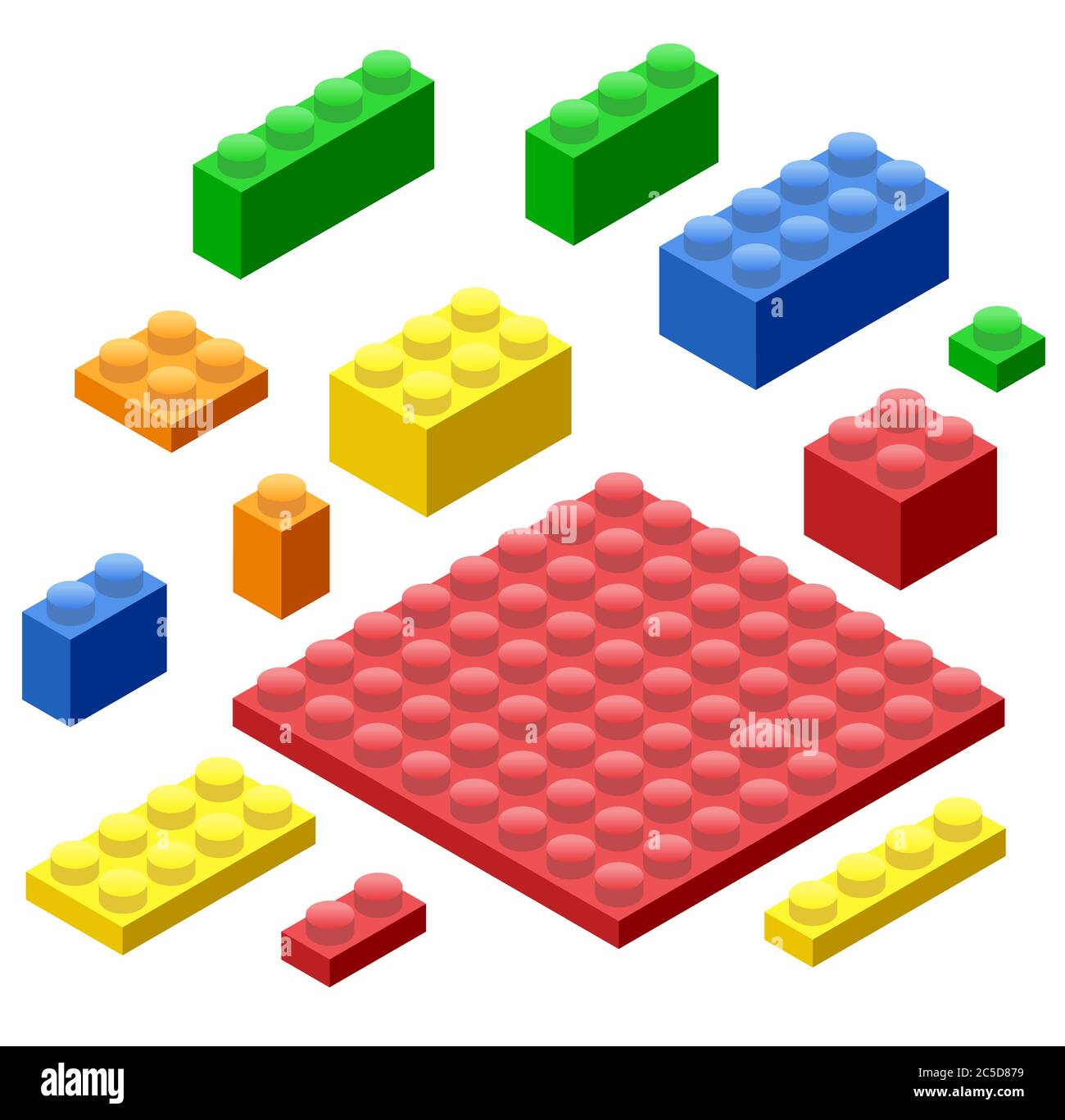 Isometrische Kunststoffbausteine und -Fliesen Stock Vektor