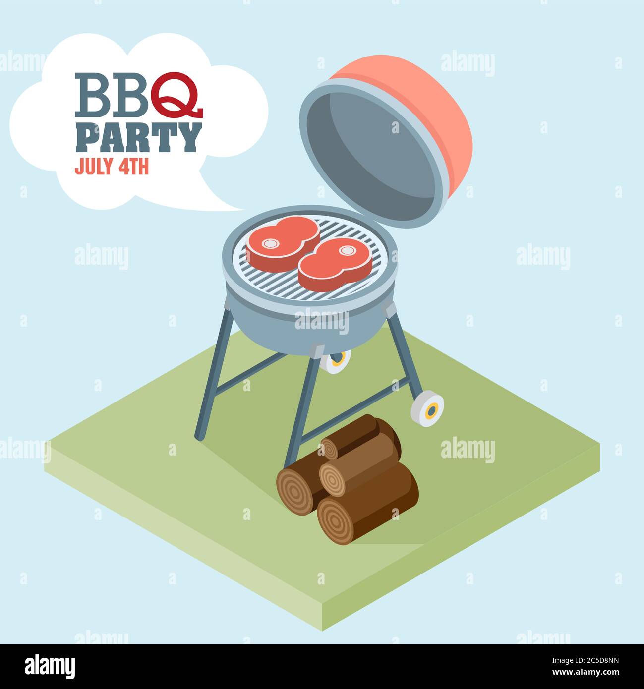 Isometrischer Grill. Flacher Vektor Stock Vektor