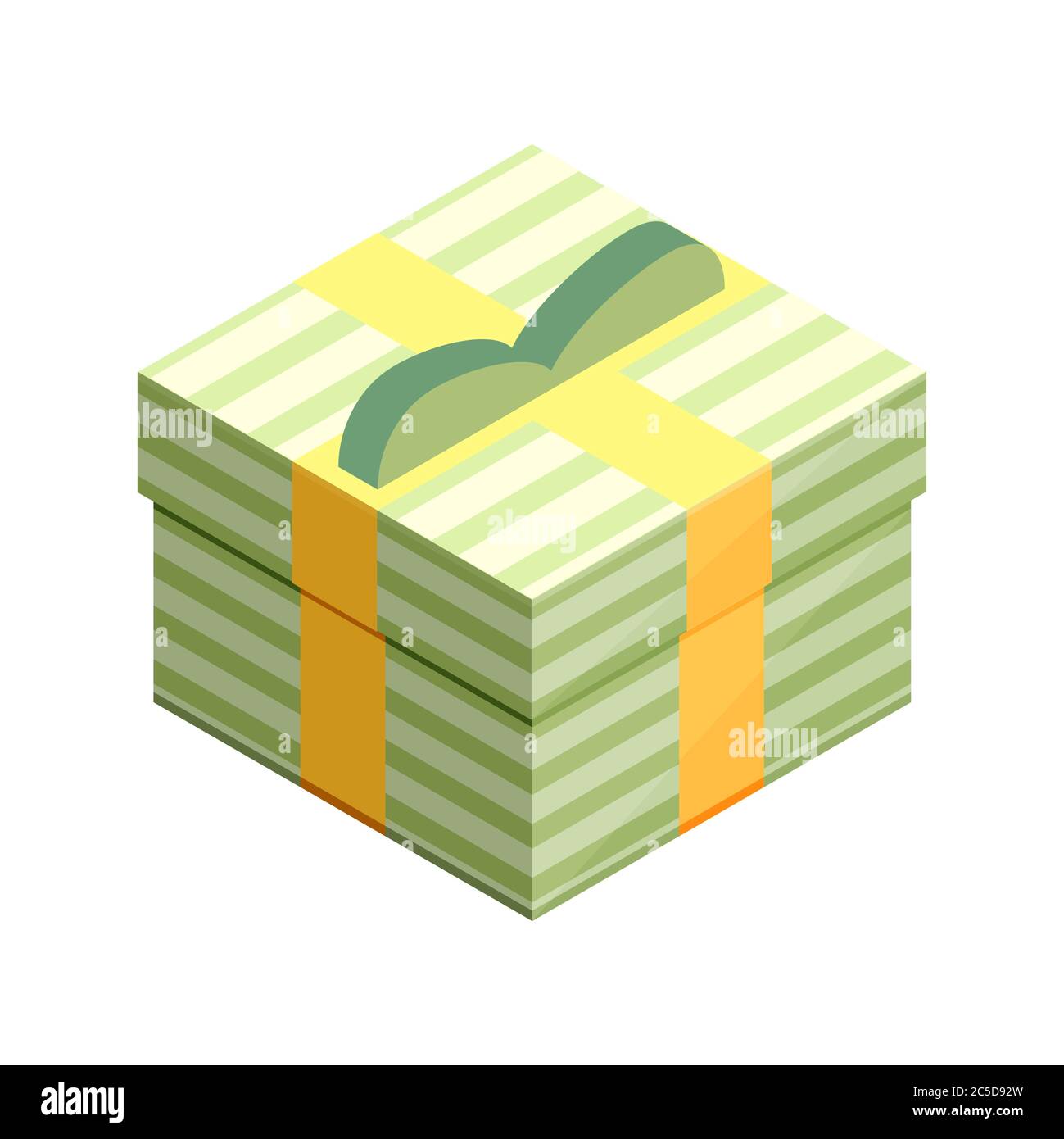 Flache isometrische Geschenkbox Icon mit Schleife. Geschenkverpackung. Geschenkverpackung. Geschenkpaket. Isometrisches Geschenkkarton Stock Vektor