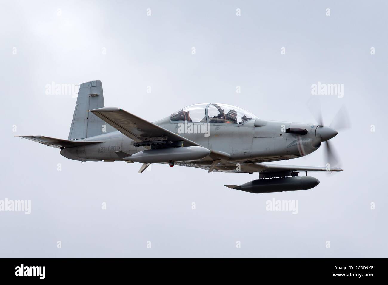 Royal Australian Air Force (RAAF) Pilatus PC-9A Forward Air Control (FAC) Flugzeug A23-020 von 4 Squadron in RAAF Williamtown. Stockfoto