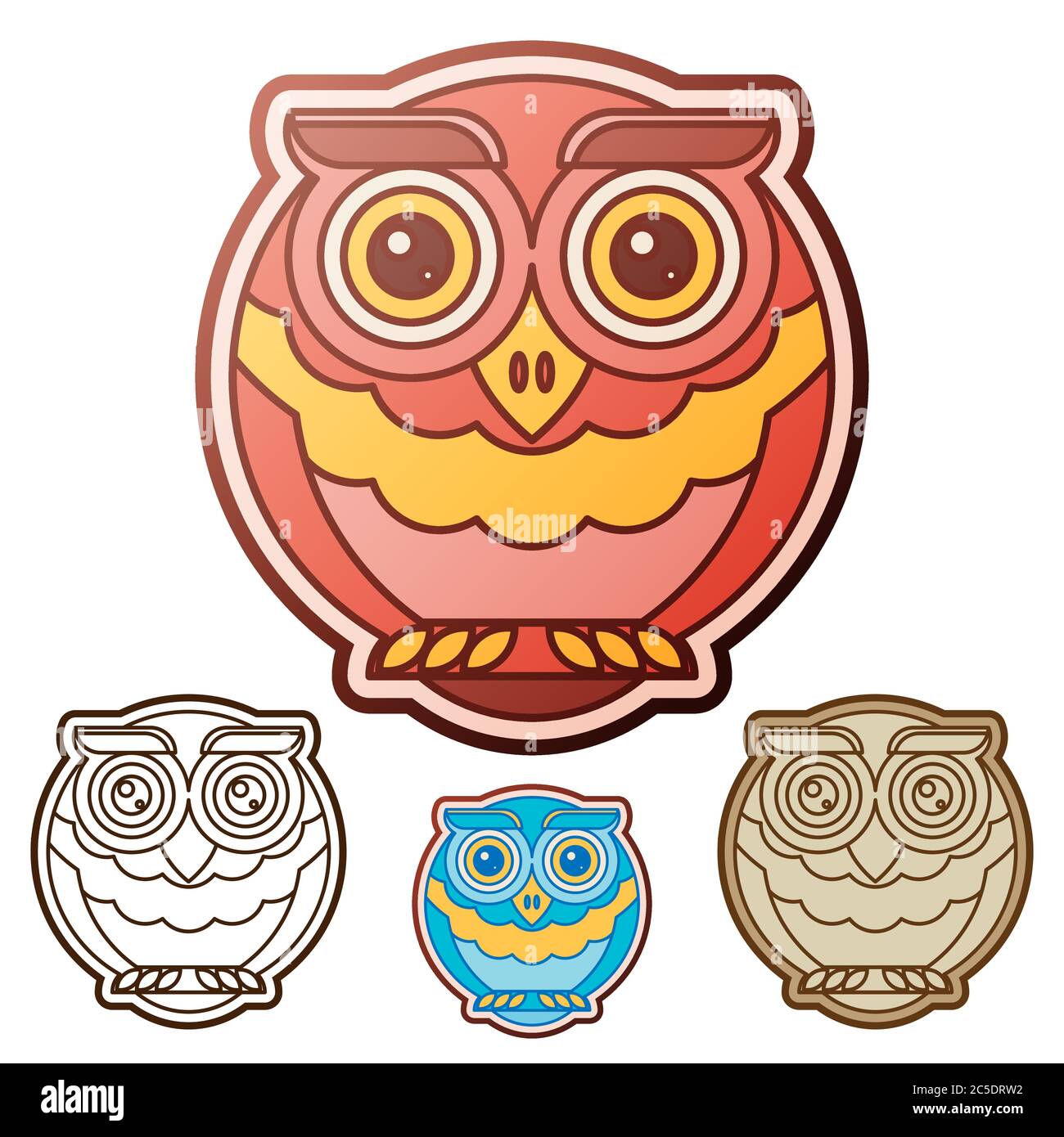 Vektorgrafik. Eule. Flacher Satz. Stock Vektor