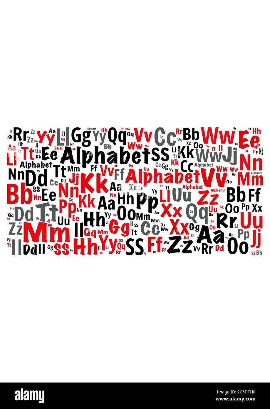 Illustration einer Wortwolke mit Wörtern, die die Buchstaben des Alphabets darstellen Stock Vektor