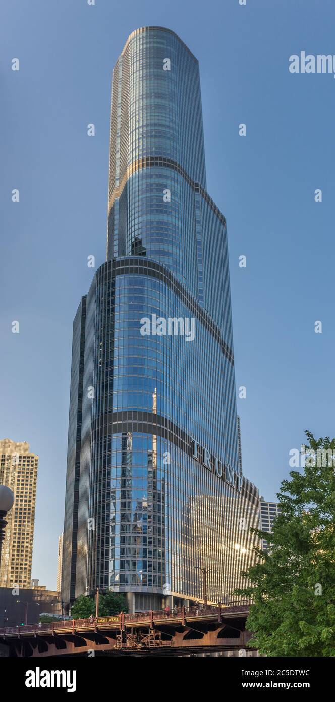 Chicago, Illinois, USA – 30. Juni 2018, Trump International Hotel and Tower (nur für redaktionelle Verwendung) Stockfoto
