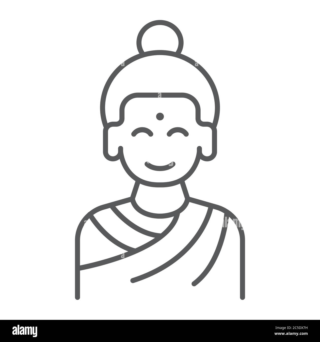 Buddha dünne Linie Symbol, Meditation und buddhismus, meditierende Person Zeichen, Vektorgrafik, ein lineares Muster auf weißem Hintergrund. Stock Vektor