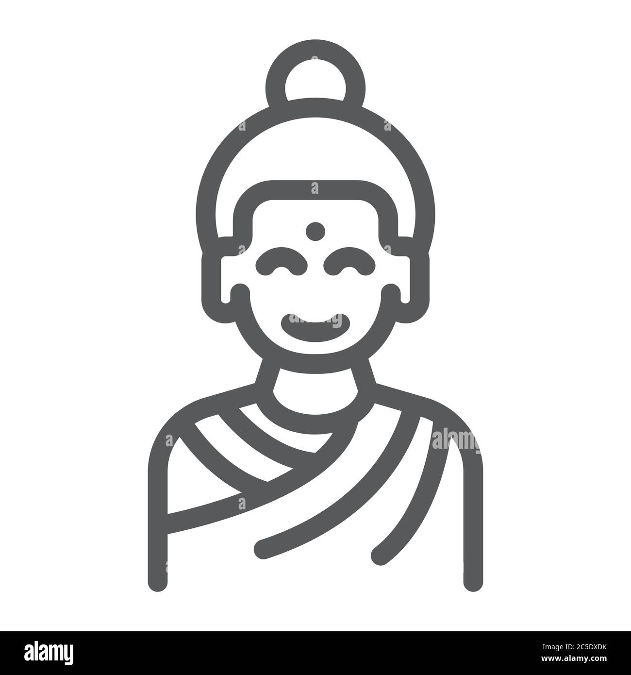 Buddha-Linie Symbol, Meditation und buddhismus, meditierende Person Zeichen, Vektorgrafiken, ein lineares Muster auf weißem Hintergrund. Stock Vektor