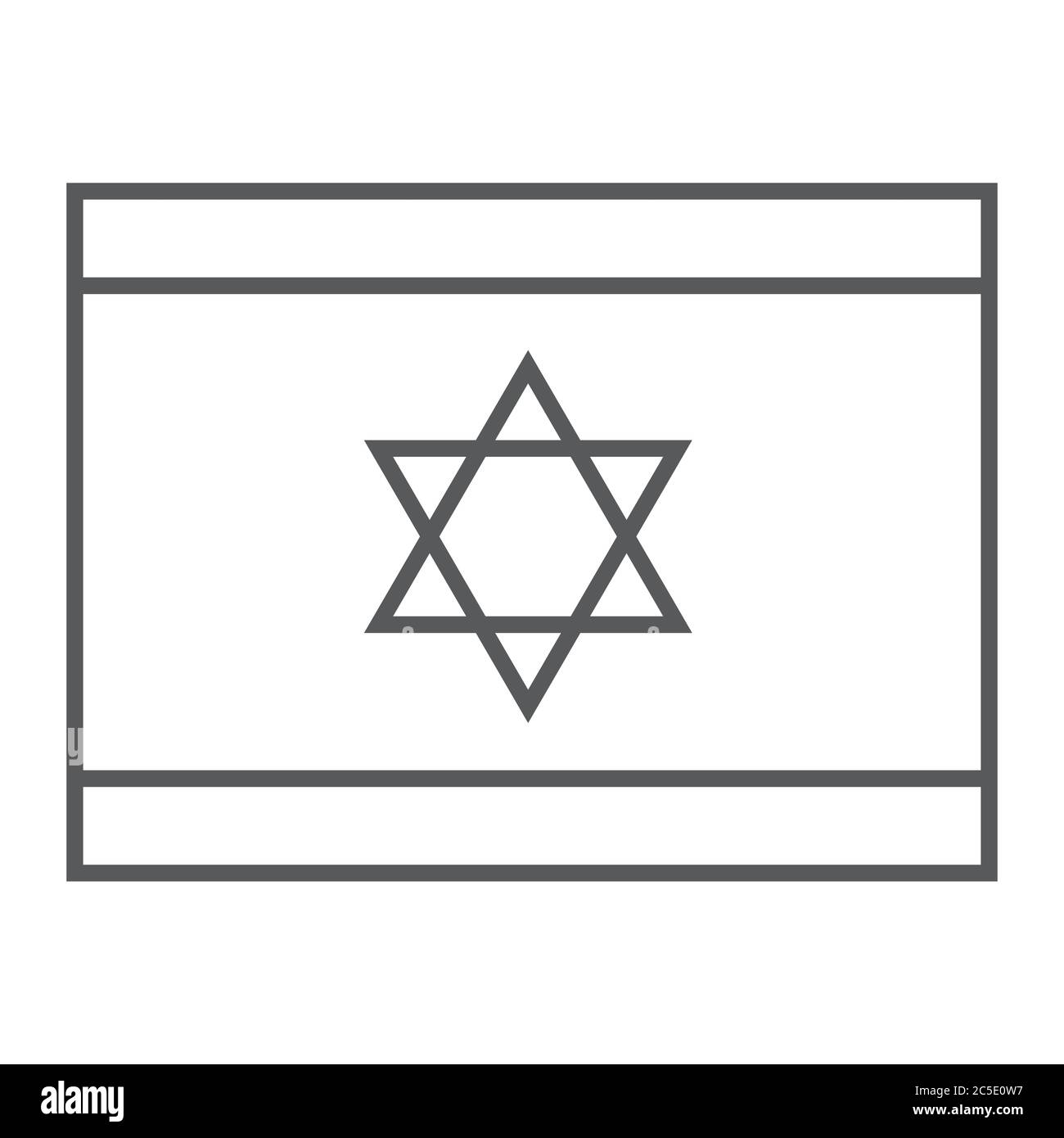 Israel Flagge dünne Linie Symbol, national und Land, israelische Flagge Zeichen, Vektorgrafik, ein lineares Muster auf weißem Hintergrund. Stock Vektor
