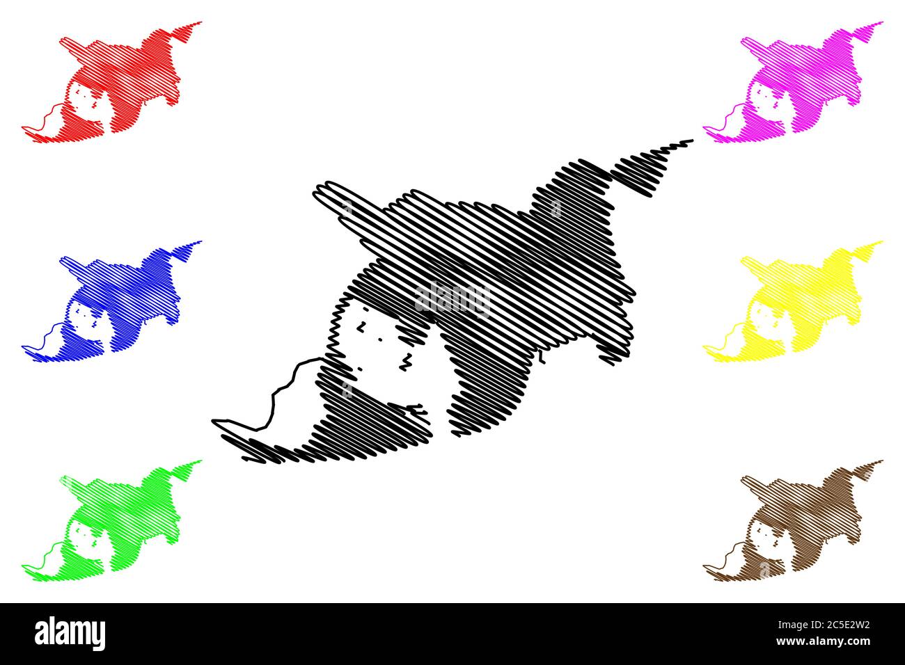 SE Pfarrei (Pfarreien von Macau, Macao Special Administrative Region der Volksrepublik China) Karte Vektor-Illustration, Skizze Scribble SE Karte Stock Vektor