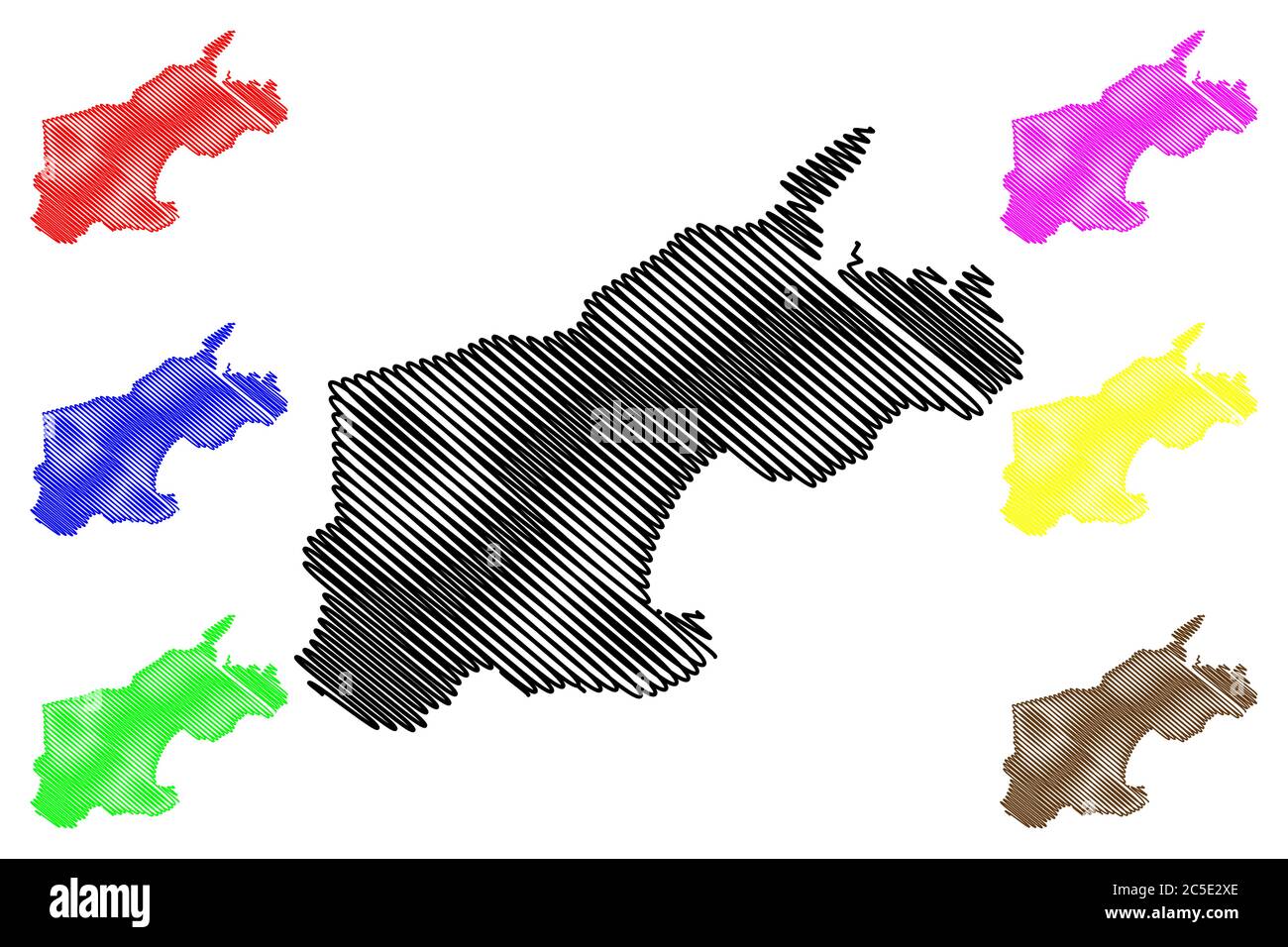 Coloane Pfarrei (Pfarreien von Macau, Macao Special Administrative Region der Volksrepublik China) Karte Vektor-Illustration, Skizze Kritzelei Lou Stock Vektor