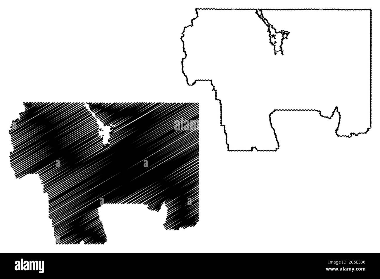 Caribou County, Idaho (US County, United States of America, USA, US) Karte Vektorgrafik, Skizze Karibou Karte Stock Vektor