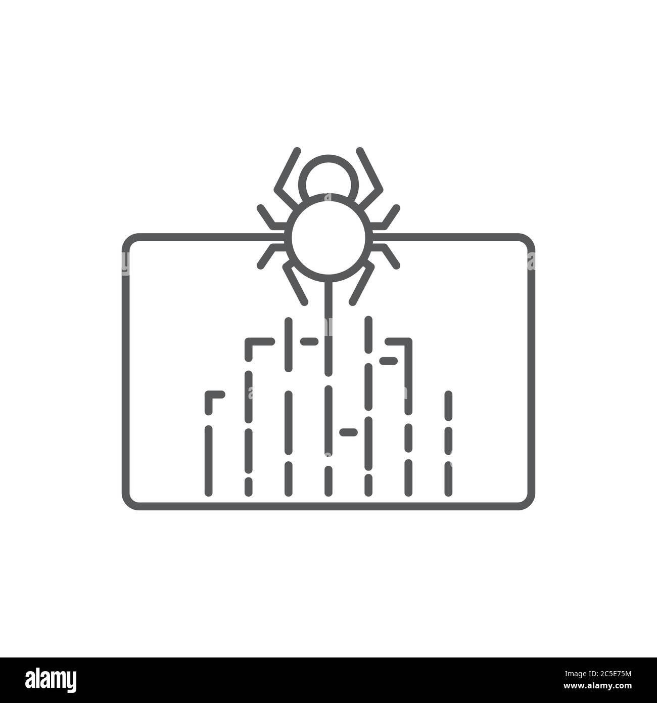 spider auf Web-Vektor-Symbol Symbol Virus Malware auf weißem Hintergrund isoliert Stock Vektor