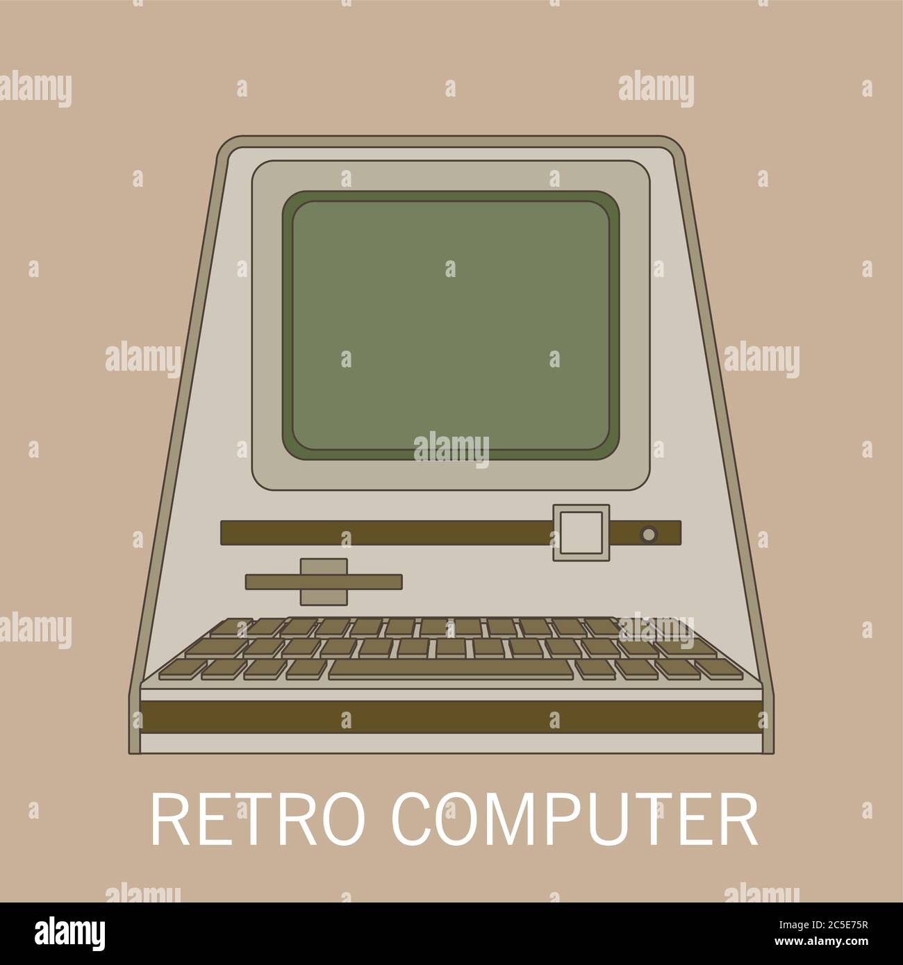 Retro Computer flache Vektor Stock Vektor