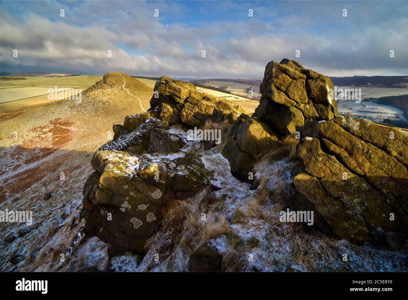 Crook Hill im Winter, Bamford, The Peak District, England Stockfoto