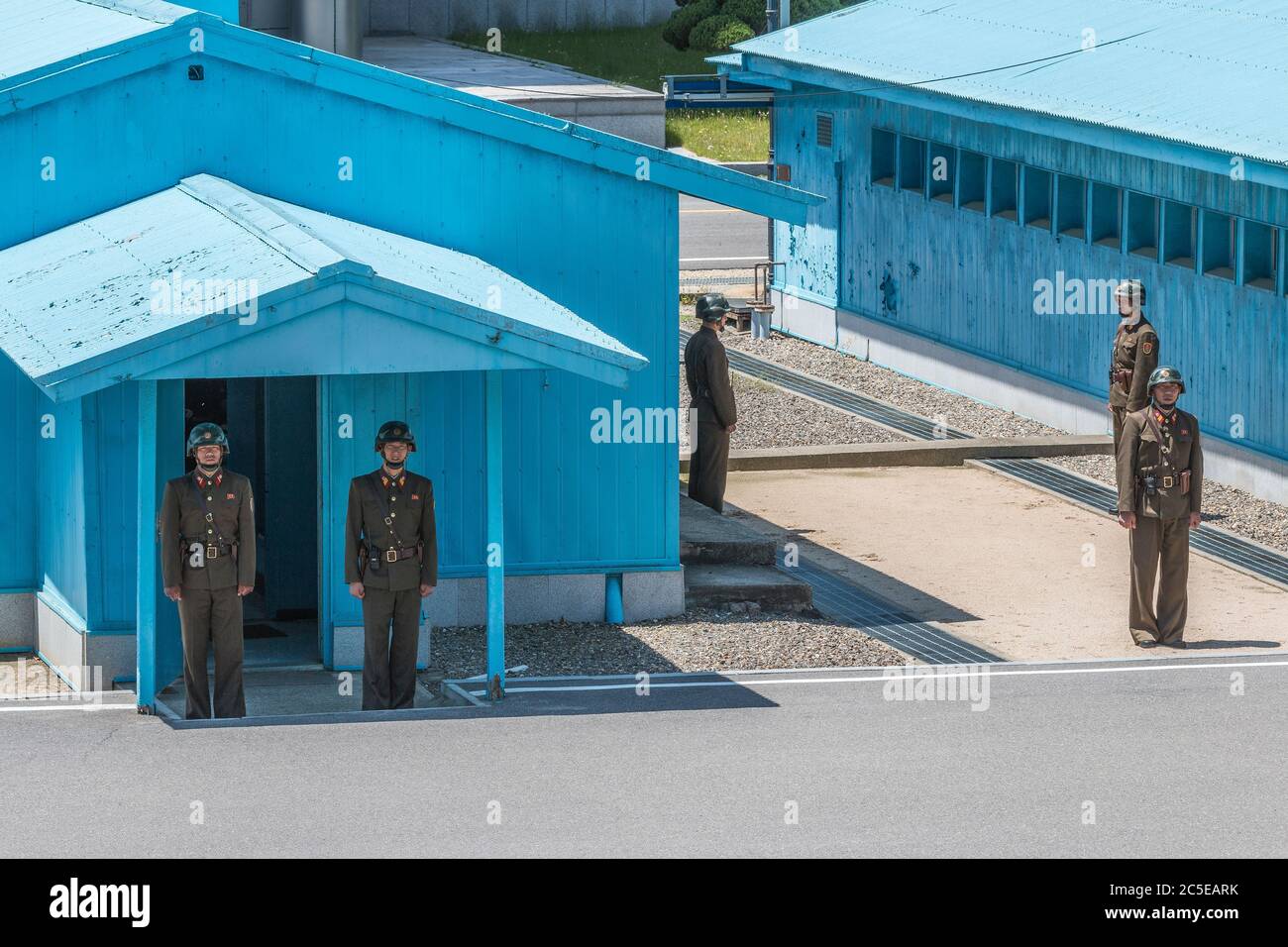 Der Gemeinsame Sicherheitsraum von der nordkoreanischen Seite, Panmunjom, Nordkorea Stockfoto