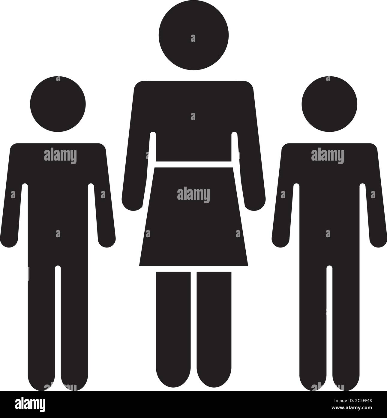 Piktogramm Frau stehen mit zwei Jungen auf weißem Hintergrund, Silhouette Stil, Vektor-Illustration Stock Vektor