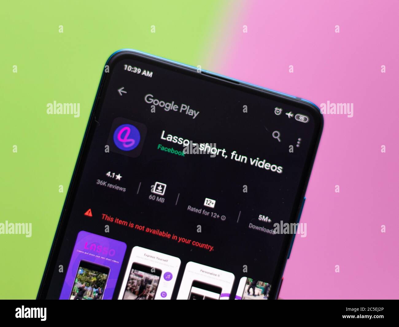 Assam, indien - 1. Juli 2020 : Lasso App für kurze und lustige Videos. Stockfoto