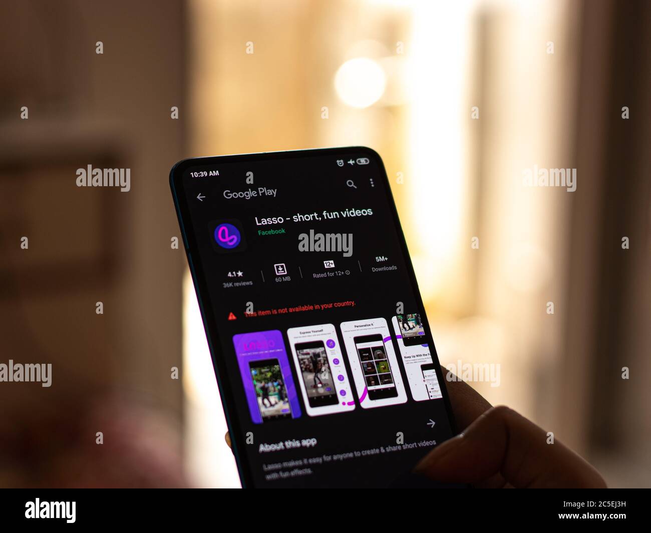 Assam, indien - 1. Juli 2020 : Lasso App für kurze und lustige Videos. Stockfoto