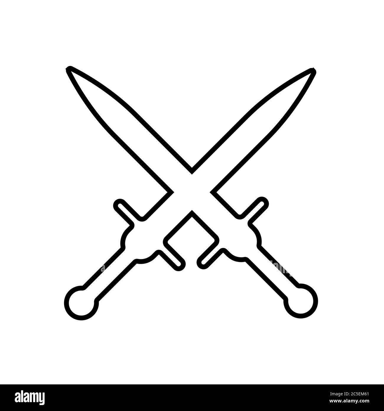 Schwert Symbol auf weißem Hintergrund. Eine Art Nahkampfwaffe mit direkter  Klinge, die zum Schneiden und Durchstechen von Schlägen entwickelt wurde.  EPS 10 Stock-Vektorgrafik - Alamy