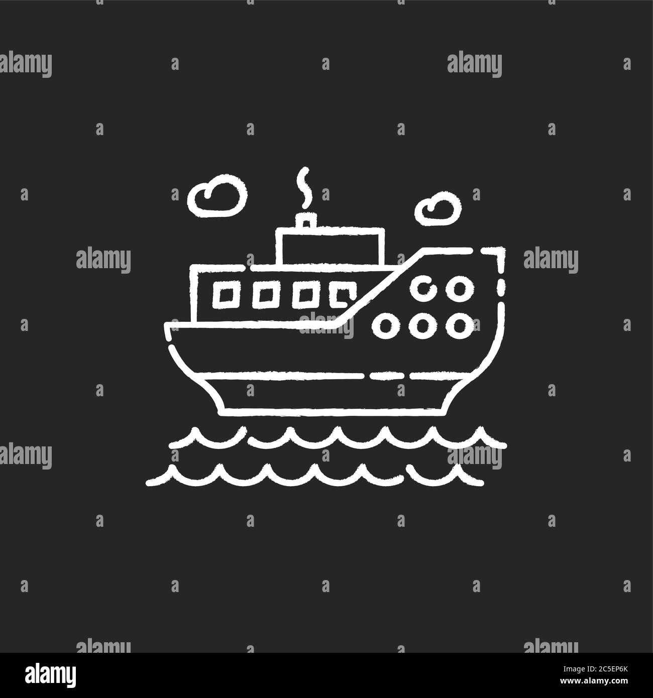 Seefahrt Kreide weißes Symbol auf schwarzem Hintergrund Stock Vektor