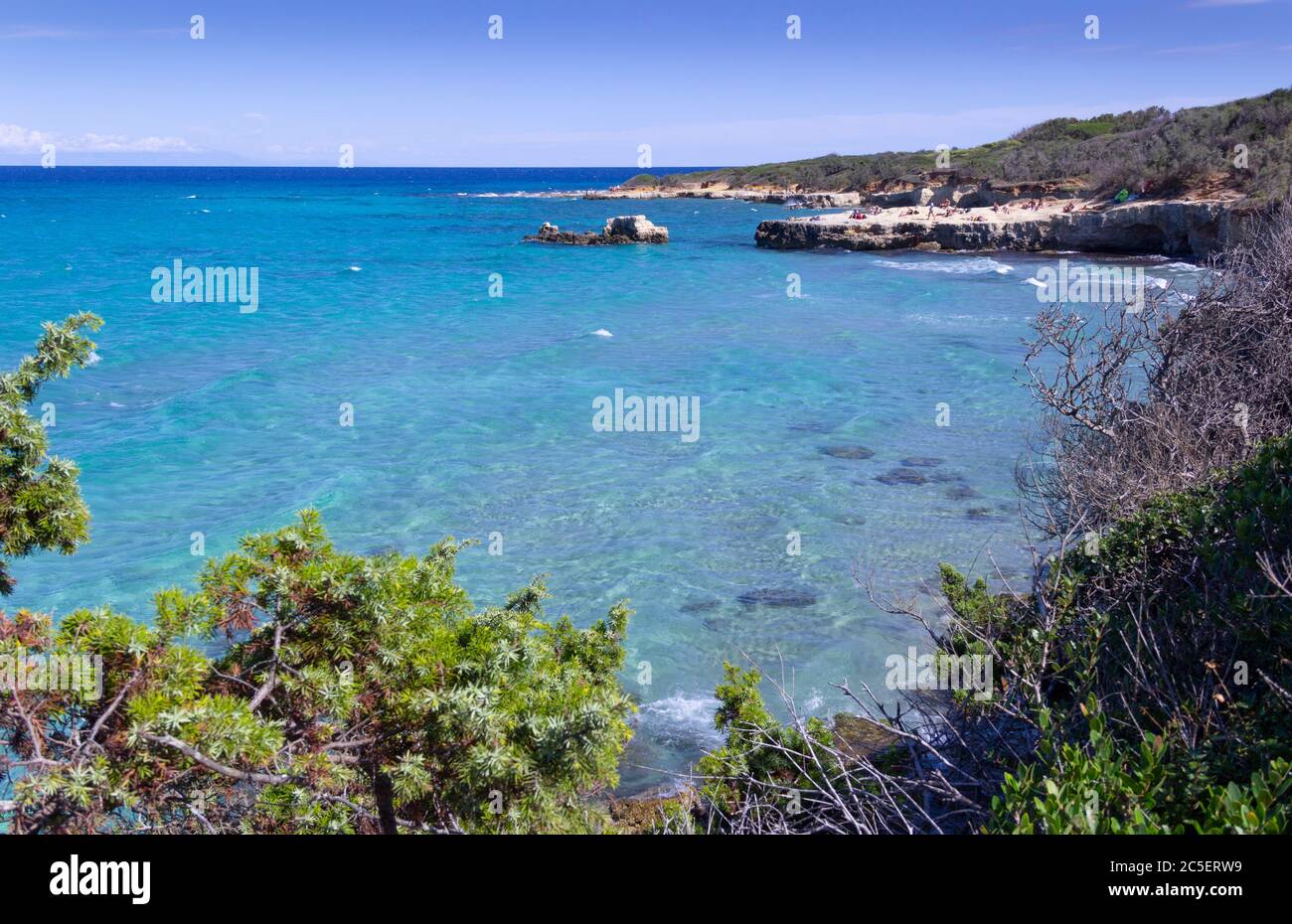 Geschützte Oase der Seen Alimini: Die Türkische Bucht ist eines der wichtigsten Ökosysteme in Salento und Apulien (Italien). Stockfoto