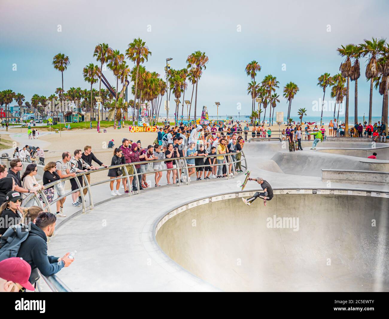 Skateboarding in Venice Beach Skatepark Los Angeles, Kalifornien Stockfoto
