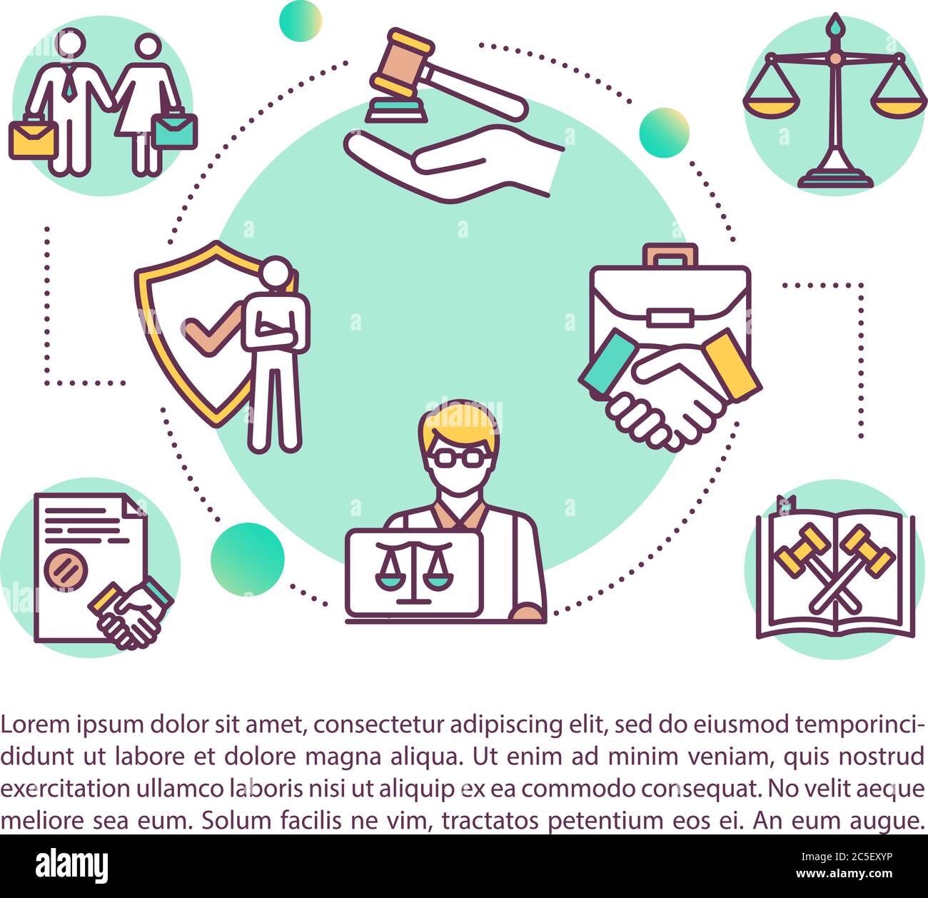 Corporate Lawyer Konzept Symbol mit Text Stock Vektor