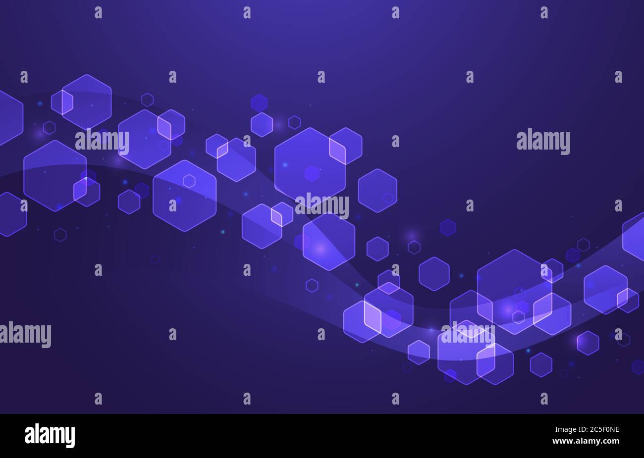 Sechseckige Wellenstruktur. Futuristische geometrische molekulare Zellen Hintergrund, abstrakte Hexagon-Formen und Hexagons Teilchen Vektor-Illustration Stock Vektor